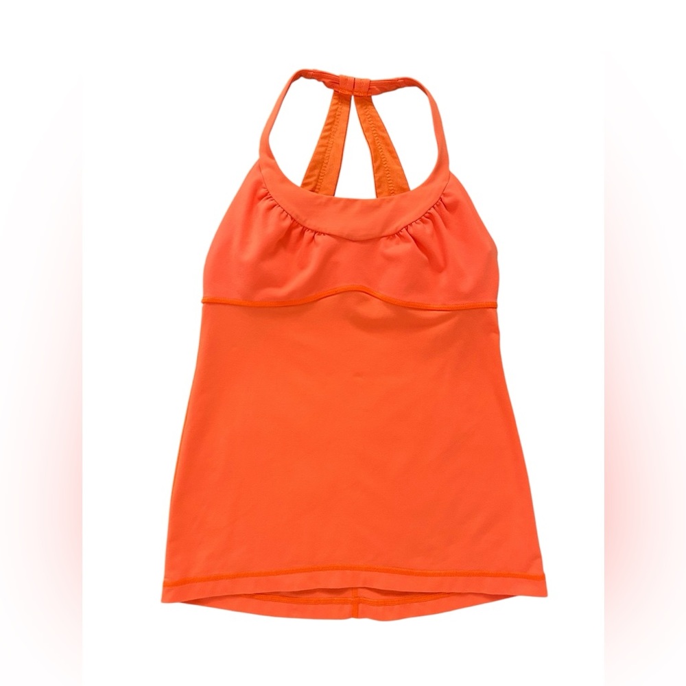 Lululemon Scoop Me Up Tank Top II Size 8 Orange Shelf Bra Stretch